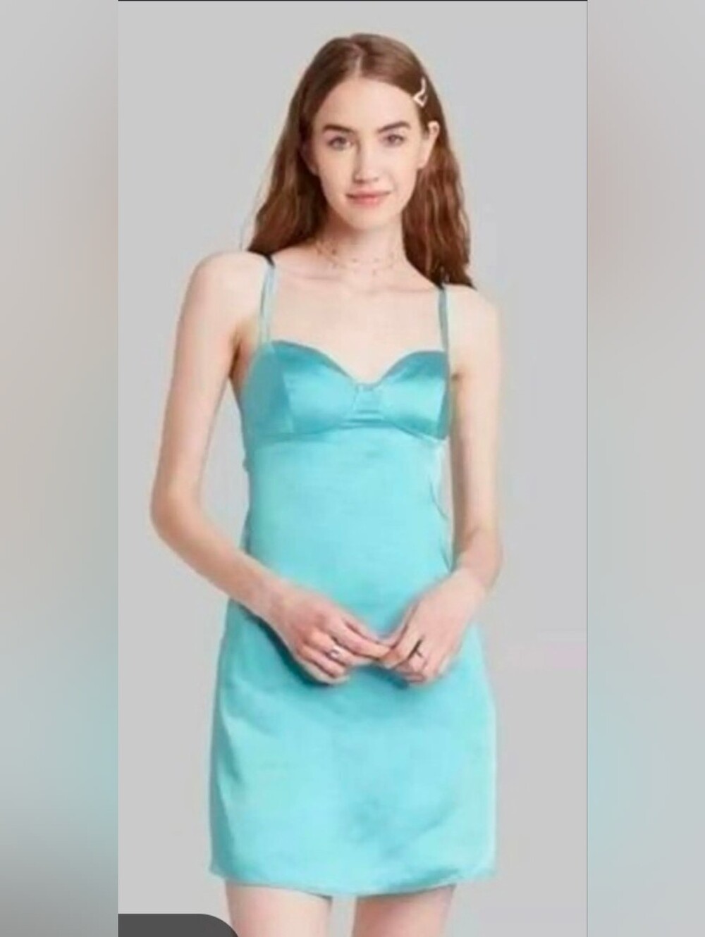 wild fable Light Aqua Satin Slip Dress